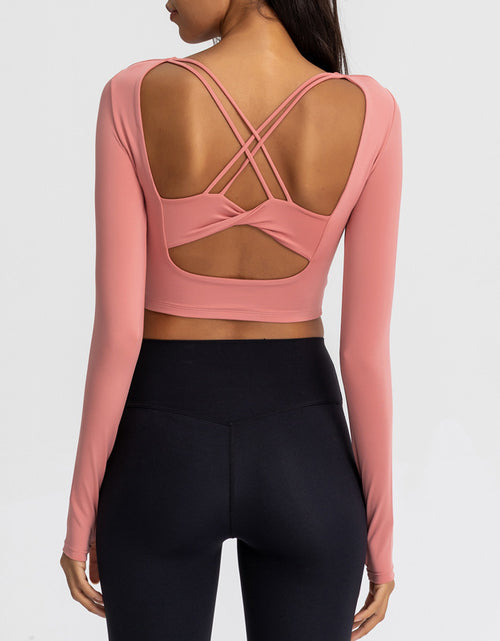 Load image into Gallery viewer, Sexy Yoga Tight Long Sleeve Yoga Top With Chest Pad
