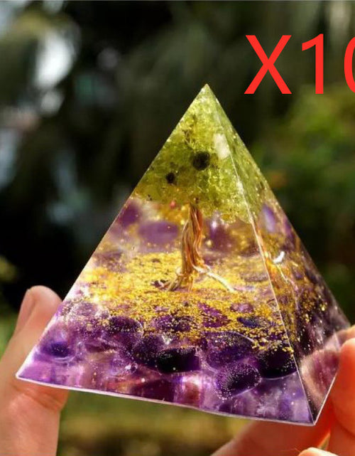 Load image into Gallery viewer, Pyramid Decoration Natural Crystal Gravel Energy Tower
