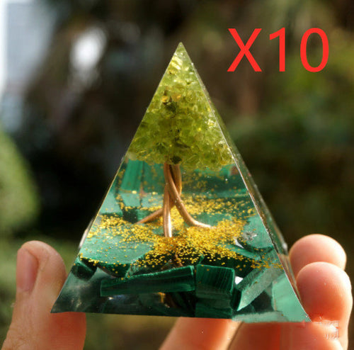 Load image into Gallery viewer, Pyramid Decoration Natural Crystal Gravel Energy Tower
