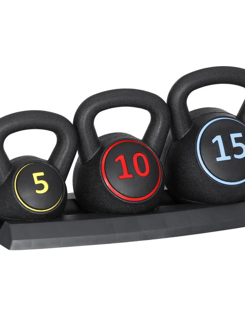 Load image into Gallery viewer, 3-Piece Kettlebell Set Fitness Strength Training Exercise with Base Home Gym
