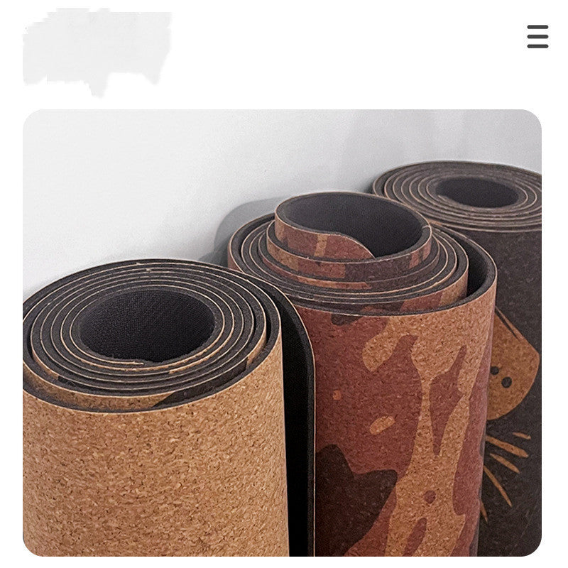 Cork Printed Yoga Mat Sports Slimming Natural Rubber Anti-slip Yoga