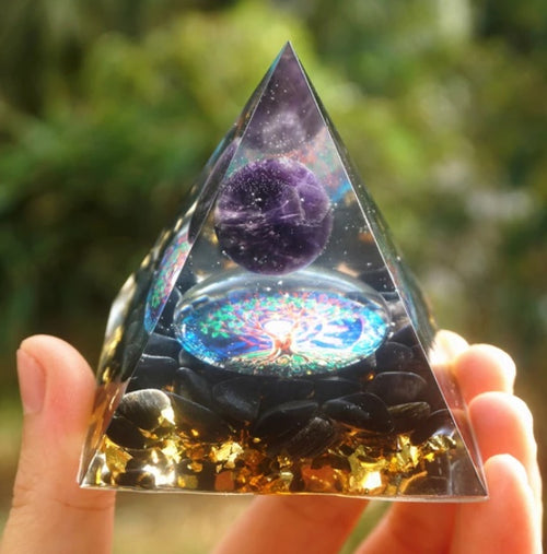 Load image into Gallery viewer, Pyramid Decoration Natural Crystal Gravel Energy Tower
